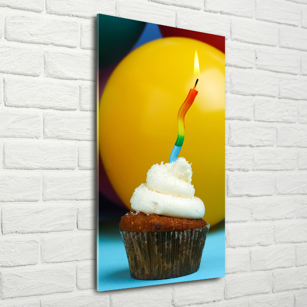 Modernes Acrylbild vertikal Geburtstagscupcake