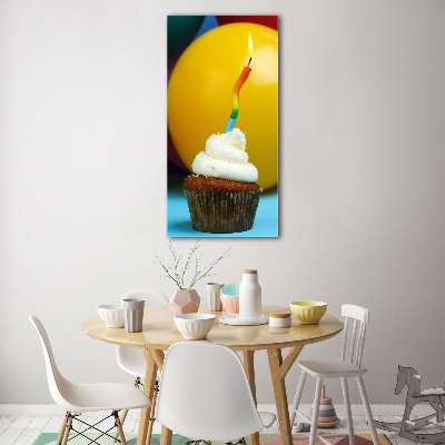 Modernes Acrylbild vertikal Geburtstagscupcake