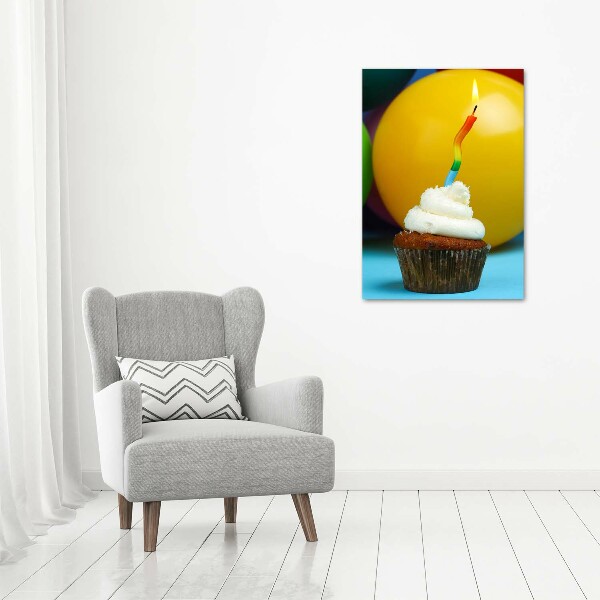 Modernes Acrylbild vertikal Geburtstagscupcake