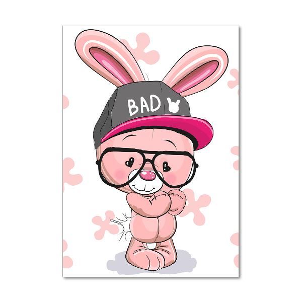 Acrylbild vertikal Kaninchen im Hut