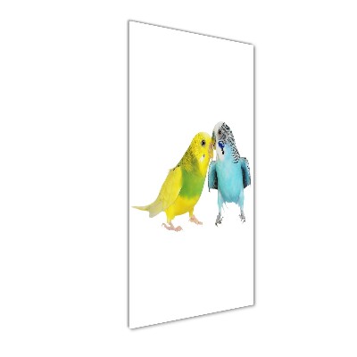 Modernes Acrylbild vertikal Wellensittiche