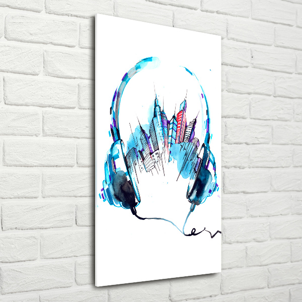 Modernes Acrylbild vertikal Musik der Stadt