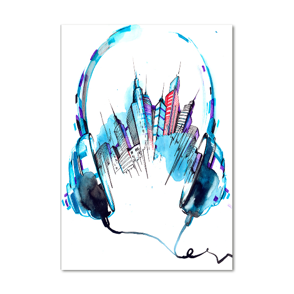 Modernes Acrylbild vertikal Musik der Stadt