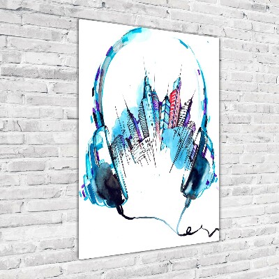 Modernes Acrylbild vertikal Musik der Stadt