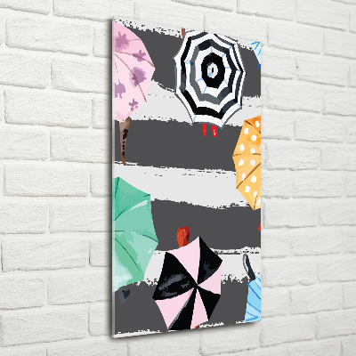 Modernes Acrylbild vertikal Bunte Regenschirme