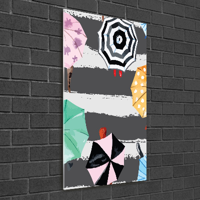 Modernes Acrylbild vertikal Bunte Regenschirme