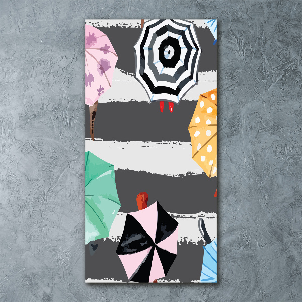 Modernes Acrylbild vertikal Bunte Regenschirme