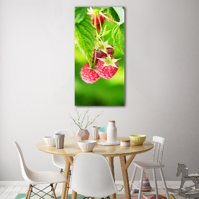 Bild auf Acrylglas vertikal Himbeeren am Strauch