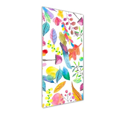 Acrylbild vertikal Blätter und Pilze