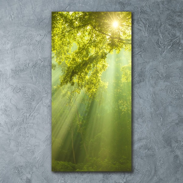 Acrylbild vertikal Die Sonne im Wald