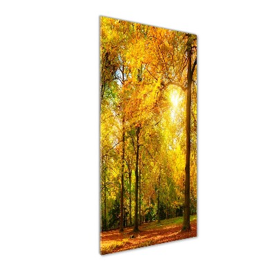 Acrylbild vertikal Wald im Herbst