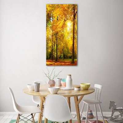 Acrylbild vertikal Wald im Herbst