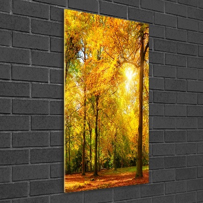 Acrylbild vertikal Wald im Herbst