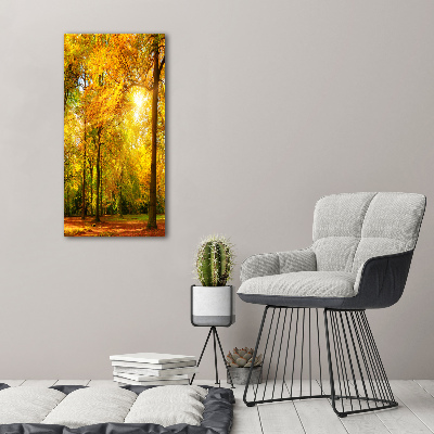 Acrylbild vertikal Wald im Herbst