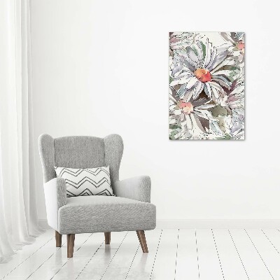 Modernes Acrylbild vertikal Gänseblümchen