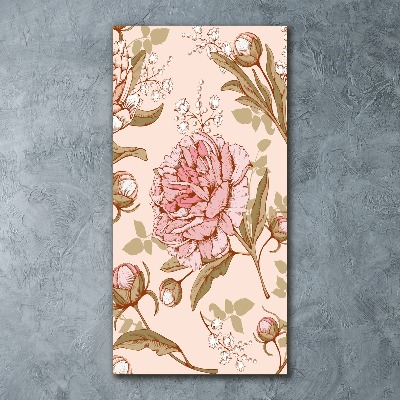 Acrylbild vertikal Pfingstrosen