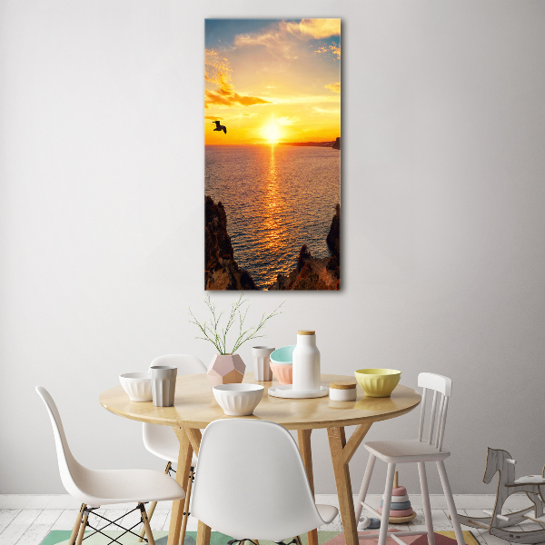 Modernes Acrylbild vertikal Sonnenuntergang am Meer