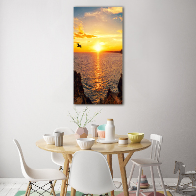 Modernes Acrylbild vertikal Sonnenuntergang am Meer