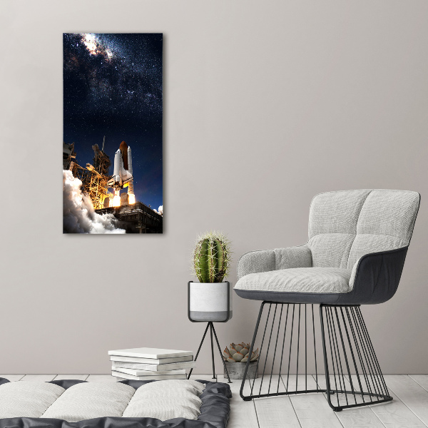 Acrylbild vertikal Rakete startet