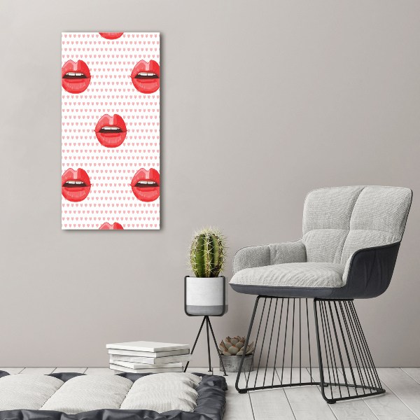 Modernes Acrylbild vertikal Rote Lippen