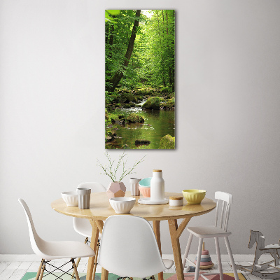 Acrylbild vertikal Fluss im Wald