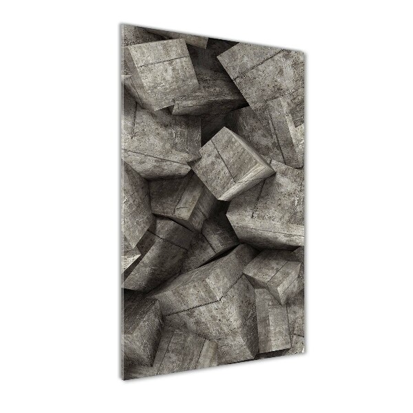 Modernes Acrylbild vertikal Betonwürfel