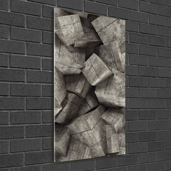 Modernes Acrylbild vertikal Betonwürfel