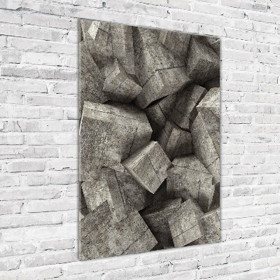 Modernes Acrylbild vertikal Betonwürfel
