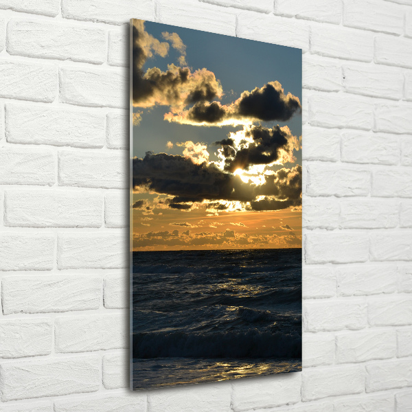 Bild auf Acrylglas vertikal Sonnenuntergang am Meer