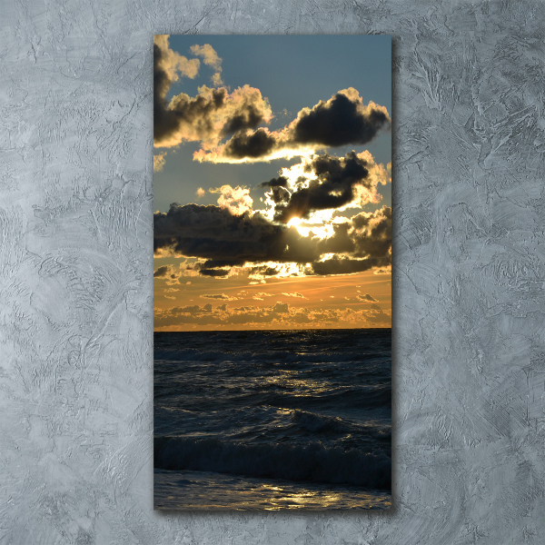 Bild auf Acrylglas vertikal Sonnenuntergang am Meer
