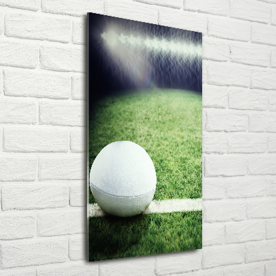 Modernes Acrylbild vertikal Rugbyball