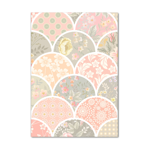 Acrylbild vertikal Blumenmuster