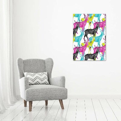 Acrylbild vertikal Bunte Hirsche