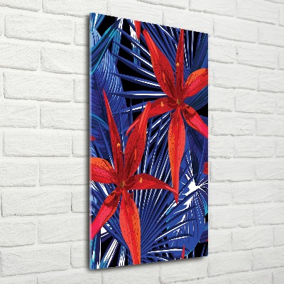 Modernes Acrylbild vertikal Tropische Blumen