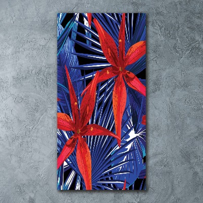 Modernes Acrylbild vertikal Tropische Blumen