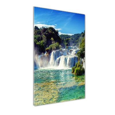 Modernes Acrylbild vertikal Krka-Wasserfall