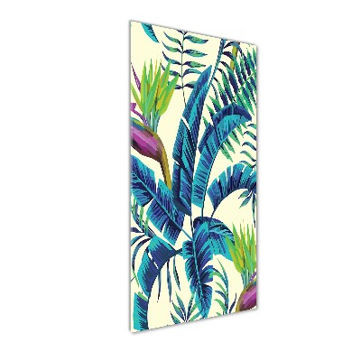 Modernes Acrylbild vertikal Tropische Blätter