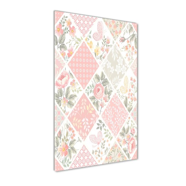 Acrylbild vertikal Blumenmuster