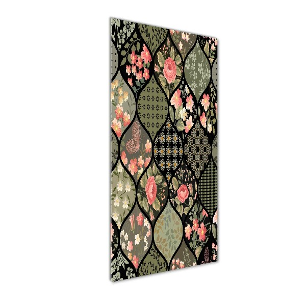 Modernes Acrylbild vertikal Blumenmuster