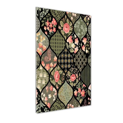 Modernes Acrylbild vertikal Blumenmuster