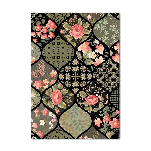 Modernes Acrylbild vertikal Blumenmuster