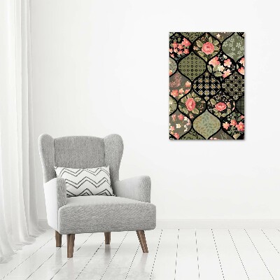 Modernes Acrylbild vertikal Blumenmuster
