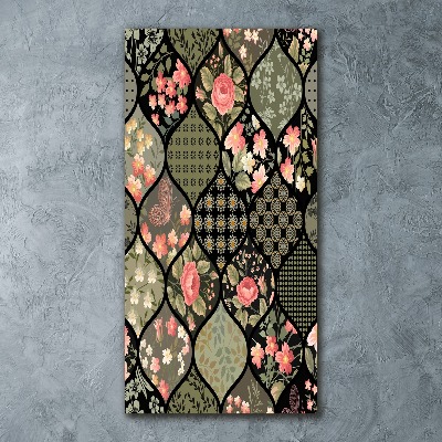 Modernes Acrylbild vertikal Blumenmuster