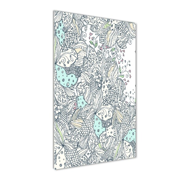 Acrylbild vertikal Blumenmuster