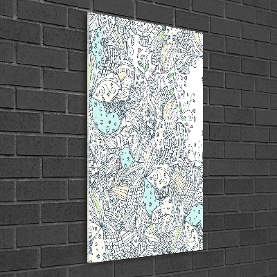 Acrylbild vertikal Blumenmuster