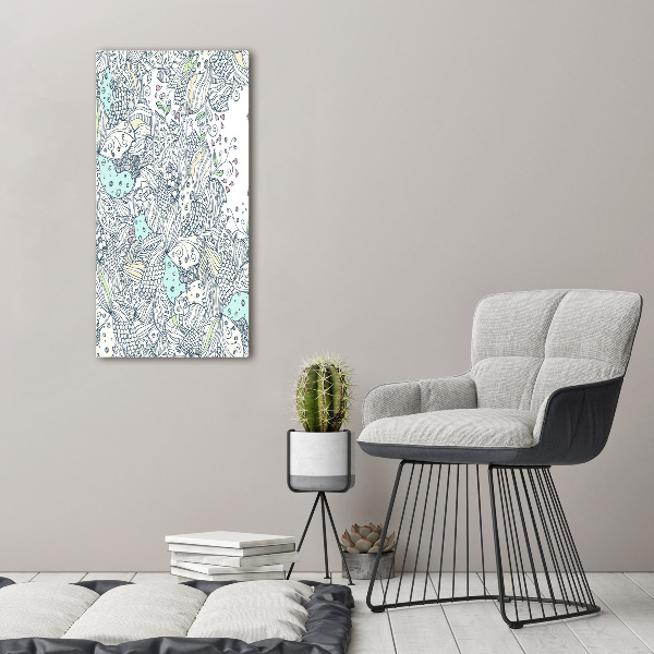 Acrylbild vertikal Blumenmuster