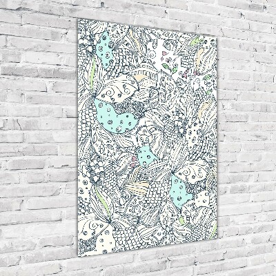 Acrylbild vertikal Blumenmuster