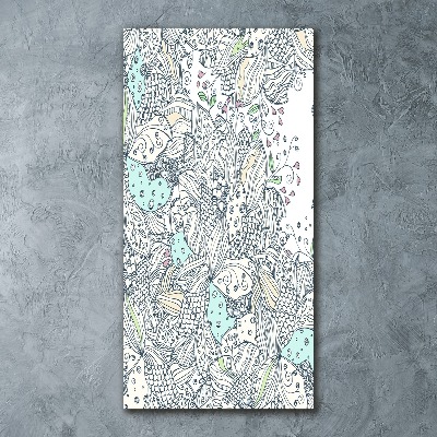 Acrylbild vertikal Blumenmuster