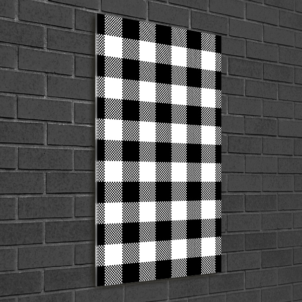 Acrylbild vertikal Schwarz-weiß kariert