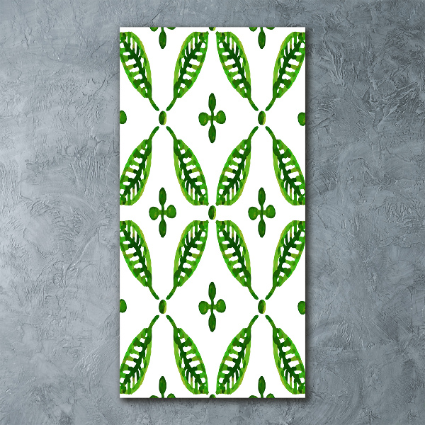 Modernes Acrylbild vertikal Grüne Blätter